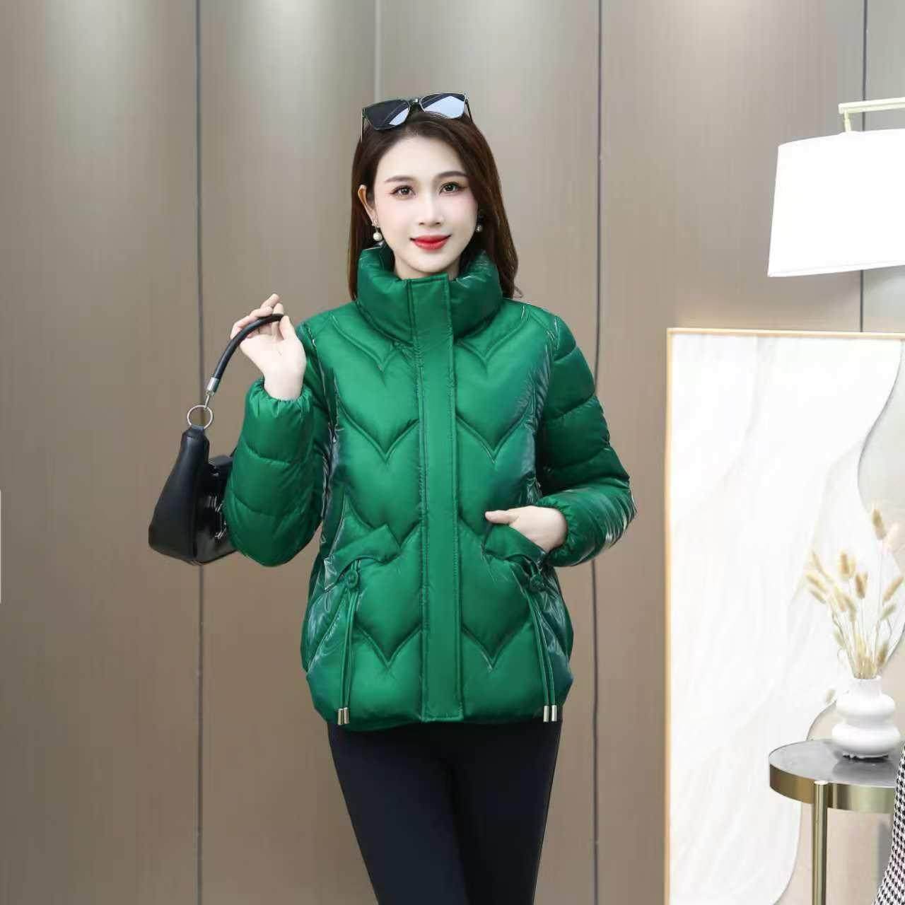 高端亮面免洗棉服女冬季