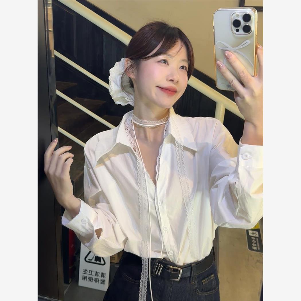 白色襯衫女大碼POLO領系