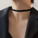 s925纯银可穿吊坠黑色项链女锁骨链短款 choker项圈脖子饰品颈链