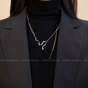 蛇形毛衣链2025年本命年项链锁骨链女款冷淡风小众设计感配饰新款