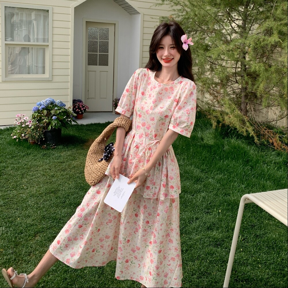 首发新品 茶歇甜美花朵双层连衣裙 w385 P135 K198