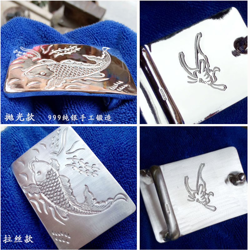 皮带扣头男高档纯银皮带扣999纯银男士皮带扣腰带扣定做刻字手工