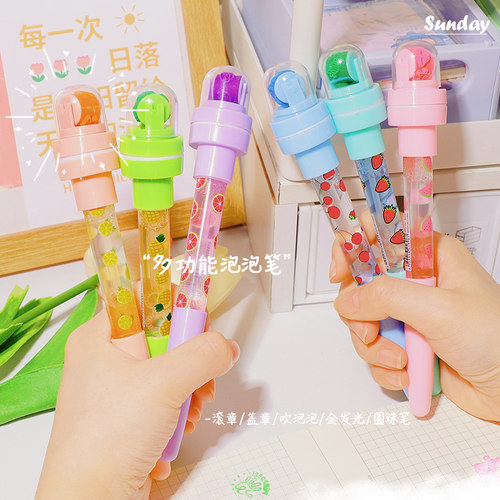 多功能泡泡笔滚轮印章魔法蜡笔