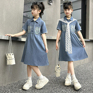 女童牛仔裙2026夏季新款儿童洋气时髦连衣裙中大童宽松休闲裙子潮