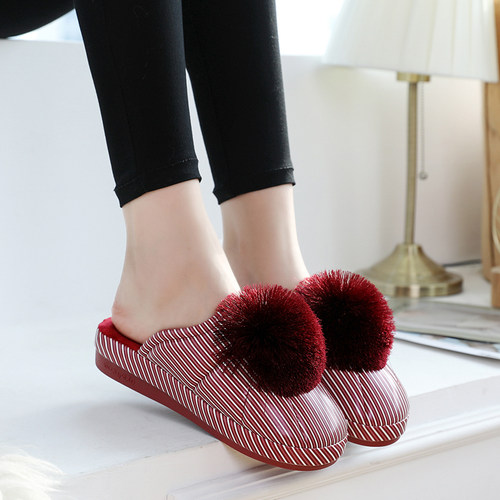 坡跟棉拖鞋坡跟防滑防水