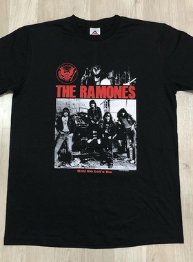 The Ramones雷蒙斯乐队欧美复古高街摇滚短袖cec慵懒风重磅棉T恤