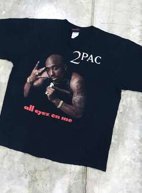 2Pac图帕克西海岸oldschool街头嘻哈短袖oversize古着潮牌重磅T恤