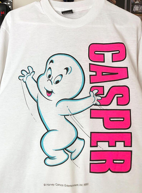 Casper小精灵卡通动漫短袖男女情侣款VTG高街美式休闲潮流纯棉T恤