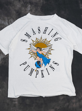 美式复古Smashing Pumpkins碎南瓜摇滚乐队短袖男女情侣款纯棉T恤