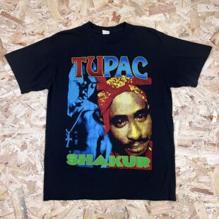 Tupac图派克2pac西海岸匪帮说唱hiphop嘻哈潮牌复古纯棉短袖T恤男