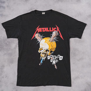 Metallica金属乐队美式复古摇滚骷髅头短袖男vintage高街纯棉T恤