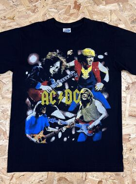 ACDC乐队硬摇滚美式复古vintage高街休闲痞帅潮牌纯棉短袖T恤男女