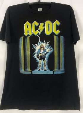 ACDC乐队欧美复古重金属硬摇滚oversize高街休闲潮牌纯棉短袖t恤