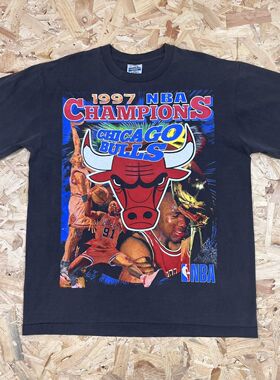Chicago Bulls芝加哥篮球队飞人皮蓬罗德曼1997年夺冠印花短袖t恤