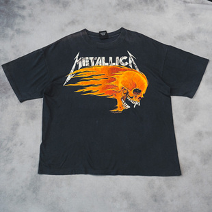 METALLICA金属乐队美式复古骷髅短袖FOG街头潮牌bf风圆领纯棉t恤
