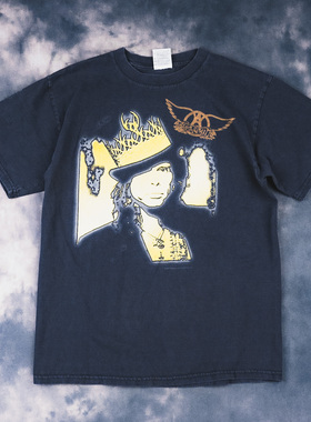 Aerosmith史密斯飞船乐队美式复古摇滚短袖vibe高街潮牌重磅棉t恤