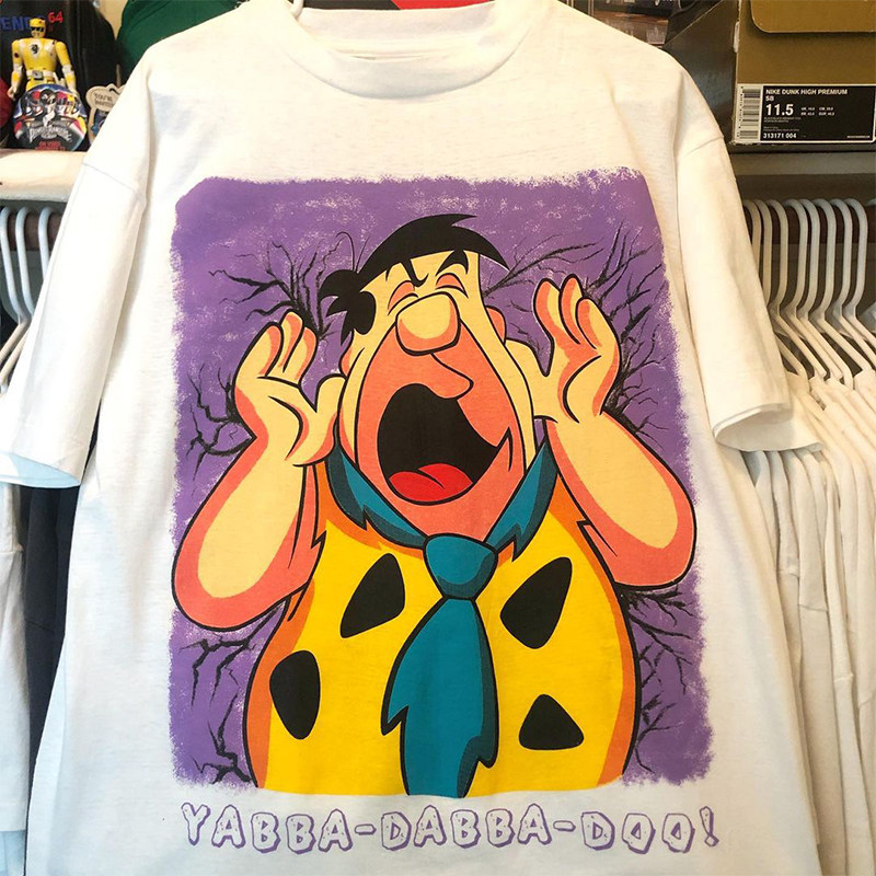 The Flintstones摩登原始人卡通动漫印花短袖oversize高街纯棉t恤