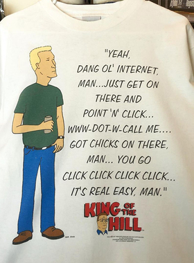 King of the Hill一家之主小众卡通印花短袖FOG街头男女纯棉T恤潮