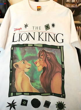 The Lion King辛巴狮子王卡通动漫印花短袖男女情侣款潮牌纯棉t恤