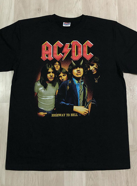 ACDC乐队重金属摇滚美式复古vintage高街嘻哈潮牌纯棉短袖T恤男女