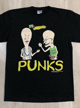 Beavis and Butthead瘪四与大头蛋卡通动漫印花短袖男复古纯棉t恤