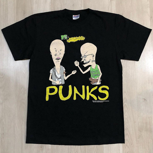 Beavis and Butthead瘪四与大头蛋卡通动漫印花短袖男复古纯棉t恤