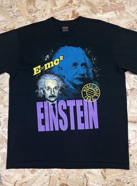 爱因斯坦名人创意设计感oversize学院风纯棉圆领短袖男女百搭T恤