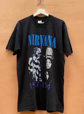 涅槃乐队NIRVANA短袖T恤科特柯本人像oversize潮牌高街小领口半袖
