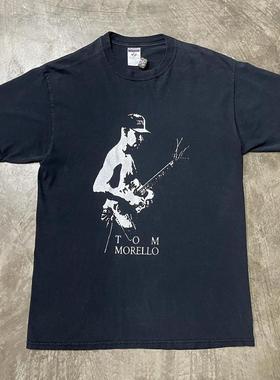 Tom Morello摇滚乐队吉他手美式复古vintage高街潮牌重磅短袖t恤