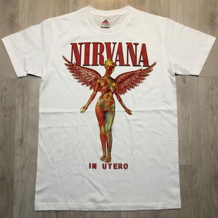 Nirvana涅槃乐队天使摇滚短袖Vintage复古高街纯棉T恤男女情侣款