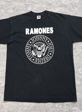 Ramones雷蒙斯乐队朋克摇滚vintage复古重磅棉短袖男女高级感T恤