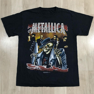 Metallica金属乐队美式复古摇滚骷髅头短袖Vintage高街纯棉T恤男