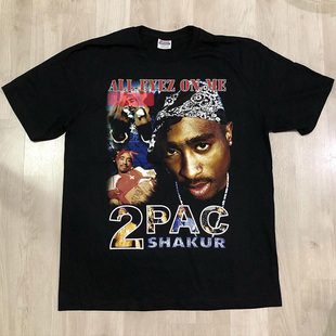 图派克2PAC西海岸风rap说唱嘻哈潮牌美式复古vibe高街纯棉短袖t恤