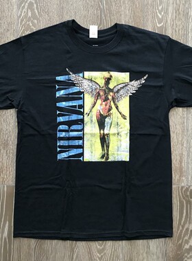 NIRVANA涅槃乐队天使摇滚短袖美式复古vibe高街休闲潮流重磅棉t恤