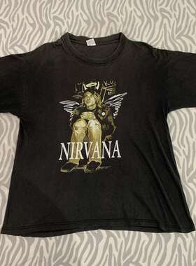 NIRVANA涅槃乐队美式复古摇滚短袖vibe高街休闲潮牌百搭小领口T恤