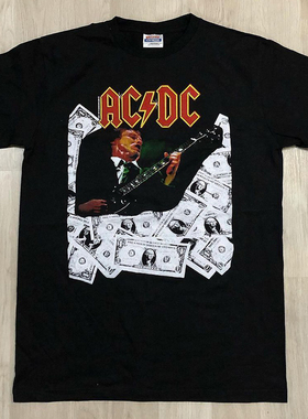 ACDC乐队欧美复古重金属摇滚vintage高街休闲潮牌纯棉短袖T恤男女
