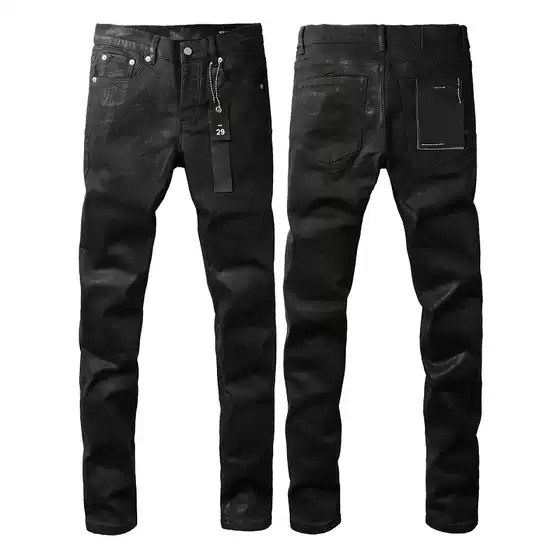 Spring and Summer European and American High Street Fashion Brand Men's Coated Waxed Personalized Slim-Fit Skinny Pants Stretch Light Luxury Black Jeans