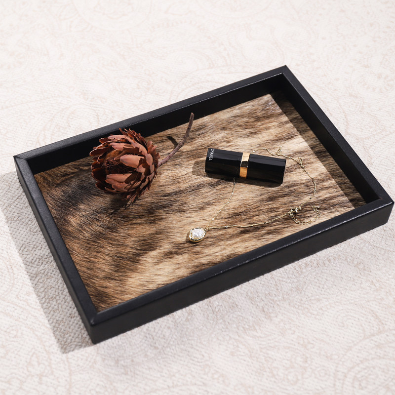 轻奢天然马毛皮革包边托盘置物收纳摆件桌面茶几装饰品样板间,家居饰品,香薰托盘,淘宝优惠券,粉丝福利购,淘宝优惠卷