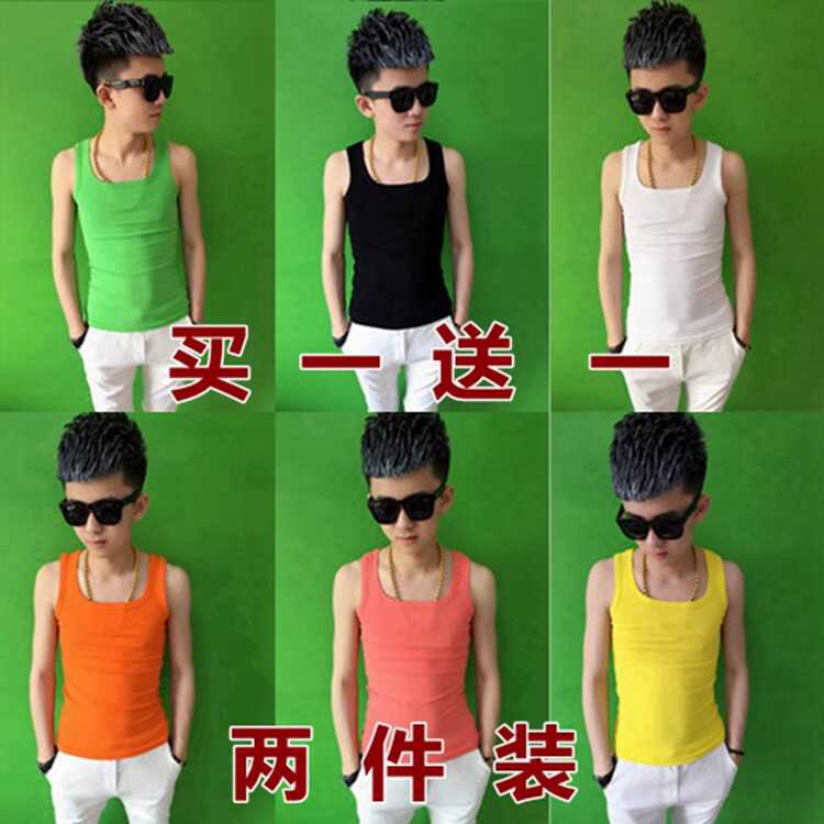 男士背心紧身运动健身衣无袖坎肩纯色修身型打底衫男式跨栏汗衫潮