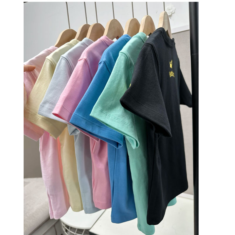 女童男童短袖圆领纯棉儿童夏季纯色夏款清凉糖果色棉质T恤卡通款