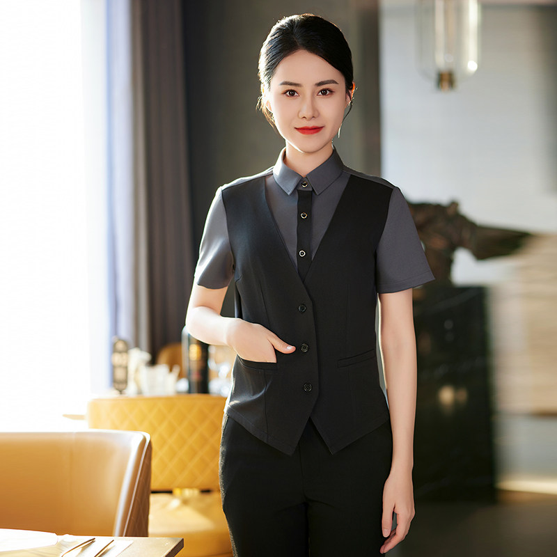 龙丽儿酒店西餐咖啡厅服务员工作服火锅烤肉饭店员工制服假两件