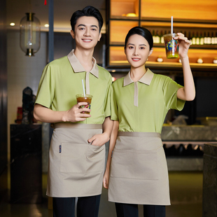 新款餐厅火锅店服务员短袖工作服旅游景点快餐店奶茶店员工夏装