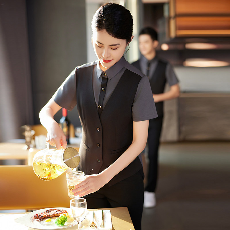 龙丽儿星级酒店西餐厅服务员工作服荷官发牌手制服短袖台球厅夏装