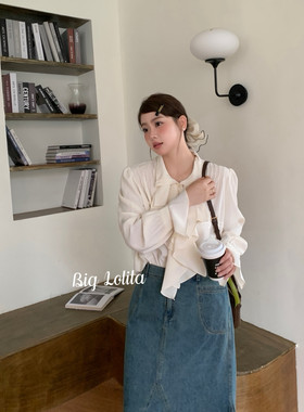 【白塔玫瑰】大码法式复古宫廷风缎面白色小立领衬衫女微胖OL通勤