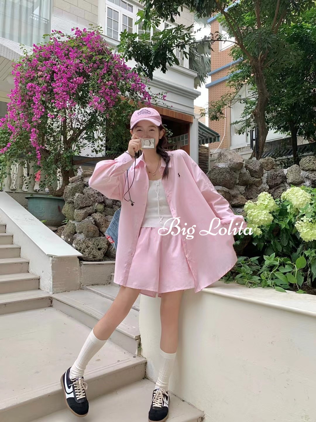 大萝莉大码夏季韩版微胖翻领宽松防晒衬衫+短裤休闲两件套女套装,女装/女士精品,大码套装,淘宝优惠券,粉丝福利购,淘宝优惠卷