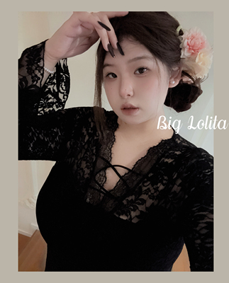 【黑色鸢尾】大码微胖辣妹镂空蕾丝性感连衣裙秋季纯欲短裙胖MM