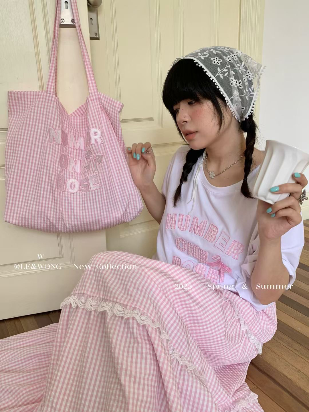 7折清仓！三件套！大码夏宽松蝴蝶结短袖T恤+微胖女半身裙+挎包