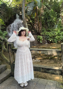 玉露美人 收腰性感提花吊带套装 大码 微胖度假秋季 长裙胖MM 秋季