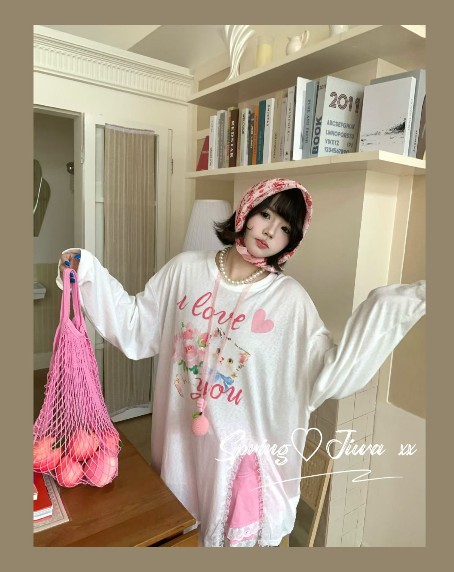 【甜心喵】大码微胖春季新款胖MM200斤可爱韩版防晒打底衫显瘦