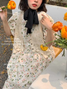 大萝莉大码夏季马甲碎花裙两件套旅游微胖连衣裙200斤森女胖MM裙